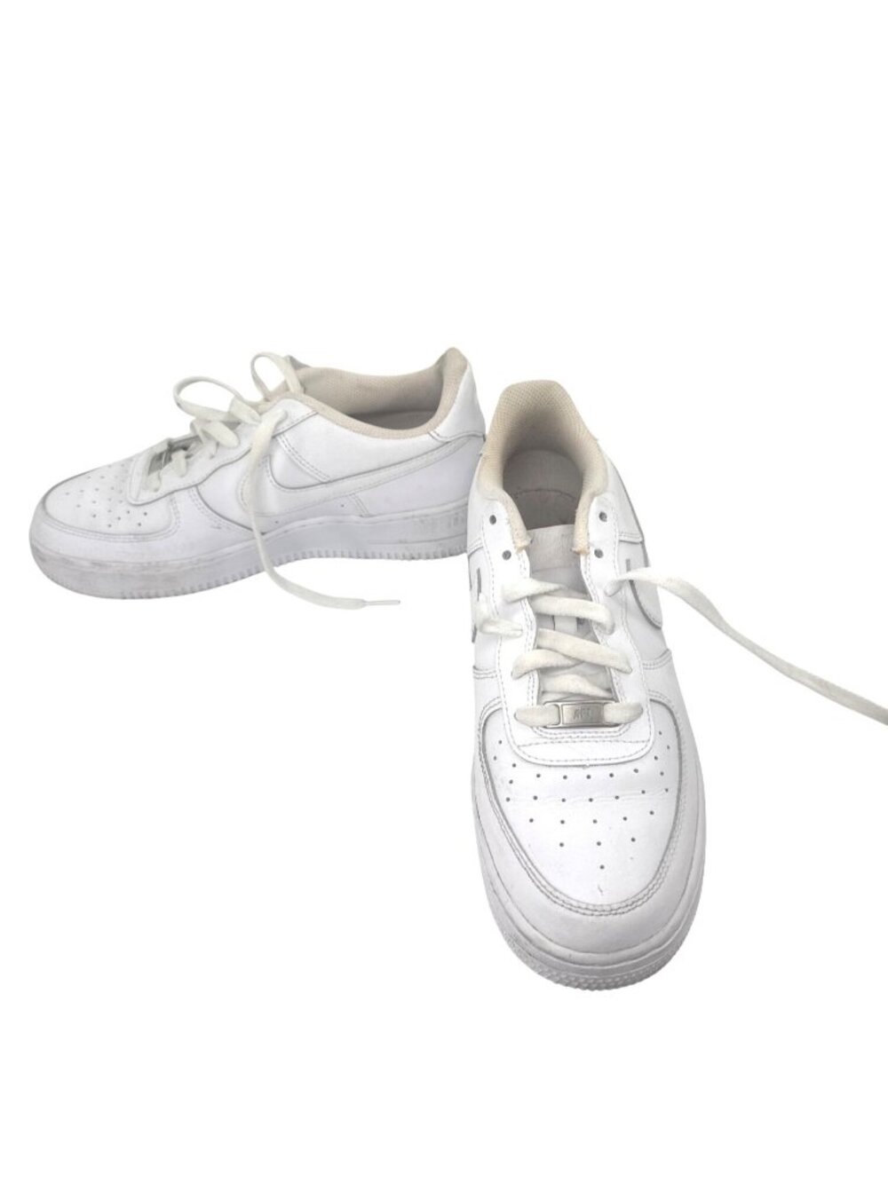 Triple White All White Nike Air Force 1 Youth Size 7Y White Leather Sneakers Y2K